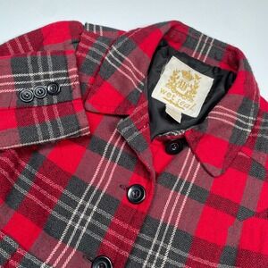 Wet Seal Red Plaid Y2K Babydoll Coat Herringbone Empire Waist Button Up Jacket M